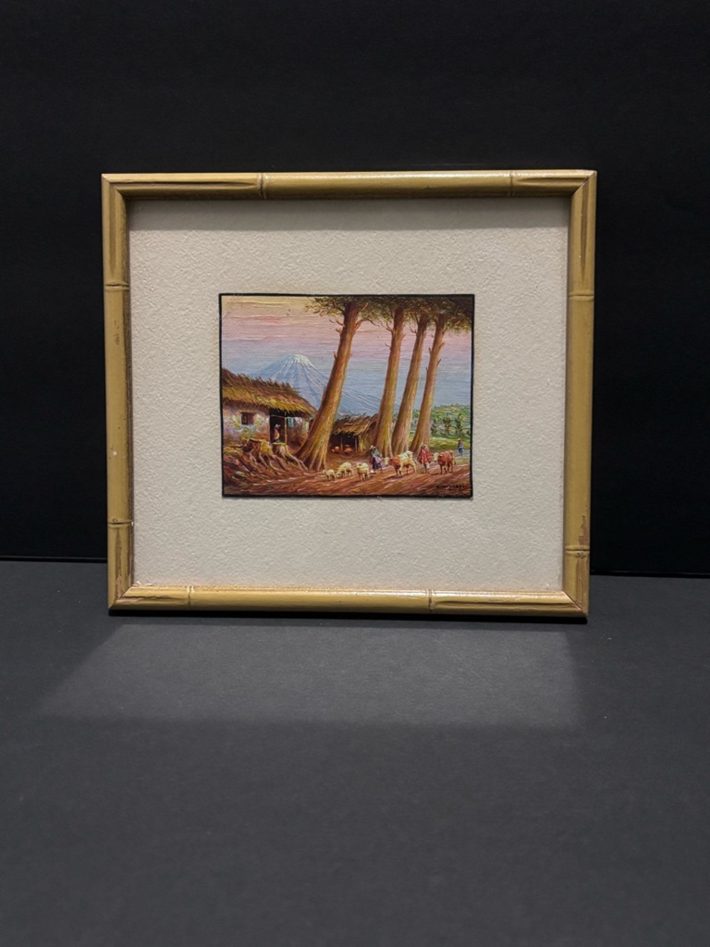 Mid Century Miniature Oswaldo Moncayo Framed Oil Painting - Ecuadorian Art
